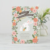 Bunny Love Baby shower Invite Kaart (Staand voorkant)