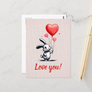 Bunny Love Balloons Briefkaart