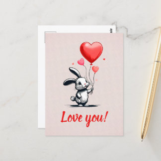 Bunny Love Balloons Briefkaart