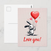 Bunny Love Balloons Briefkaart (Voorkant / Achterkant)