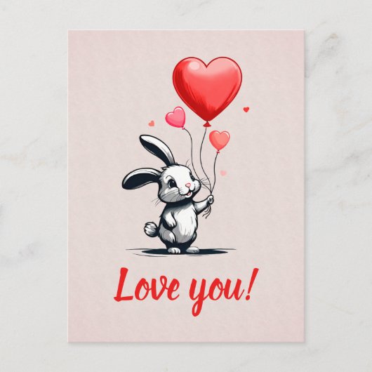 Bunny Love Balloons Briefkaart (Voorkant)