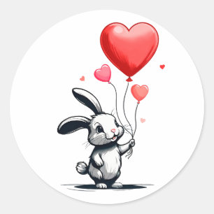 Bunny Love Balloons Ronde Sticker