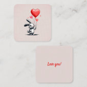 Bunny Love Balloons Valentijns kaart (Voorkant / Achterkant)