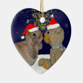 Bunny Love bij kerstversiering Keramisch Ornament (Rechts)
