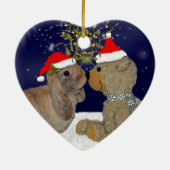 Bunny Love bij kerstversiering Keramisch Ornament (Achterkant)