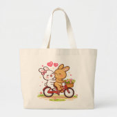 Bunny Love Bike Boodschaptas Grote Tote Bag (Voorkant)