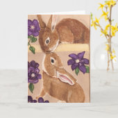 Bunny Love Blank Card Kaart (Gele Bloem)