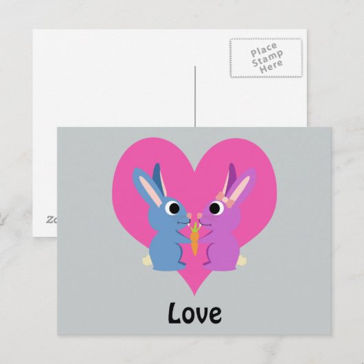 Bunny Love Briefkaart (Voorkant / Achterkant)