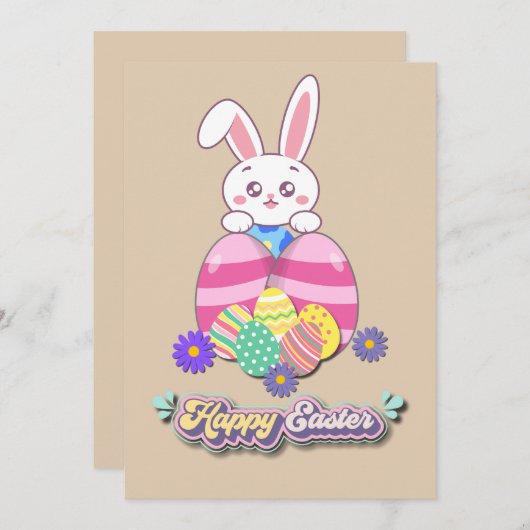 Bunny Love en Paaskreet Kaart (Voorkant / Achterkant)