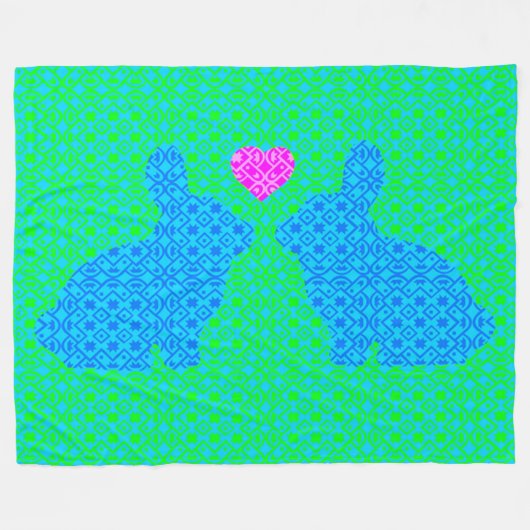 Bunny Love Fleece Deken (Voorkant (Horizontaal))