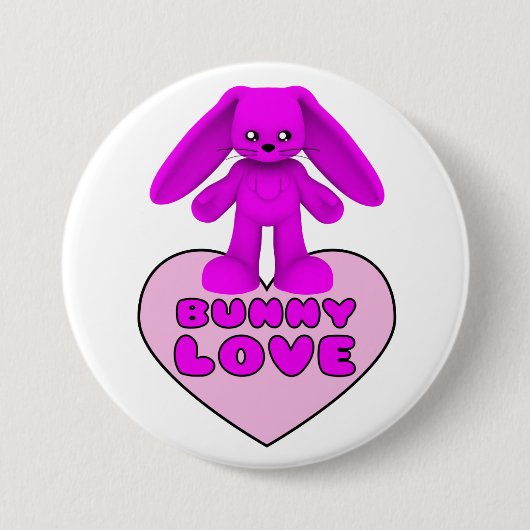 Bunny Love Pink Rabbit Cute Ronde Button 7,6 Cm (Voorkant)