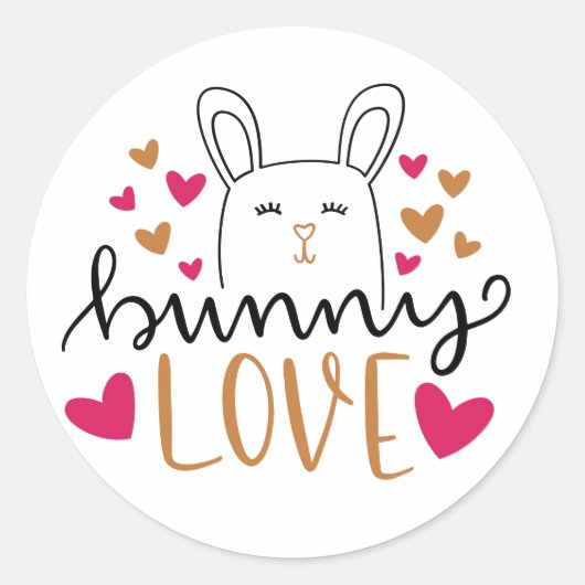 Bunny Love Ronde Sticker (Voorkant)