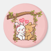 Bunny Love-serie — Mooie Romantische Konijnen Kuns Magneet (Voorkant)