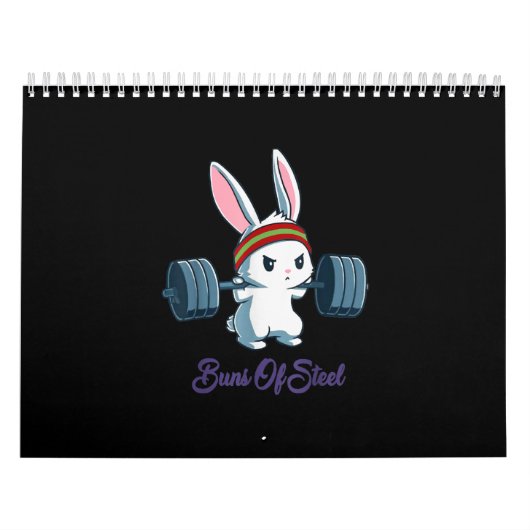 Bunny Lover Gym Workout Funny van Ness Rabbit Bunn Kalender (Hoes)