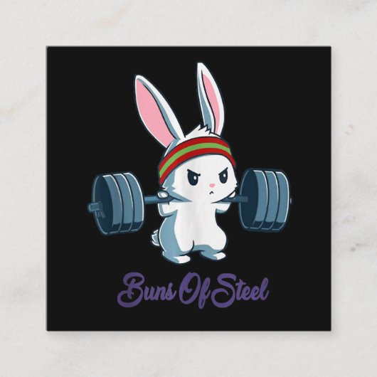 Bunny Lover Gym Workout van Sl Ness Rabbit Bunny Vierkante Visitekaartje (Voorkant)