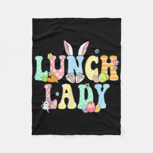 Bunny Lunch Lady Funny Easter Day Floral Fleece Deken (Voorkant)