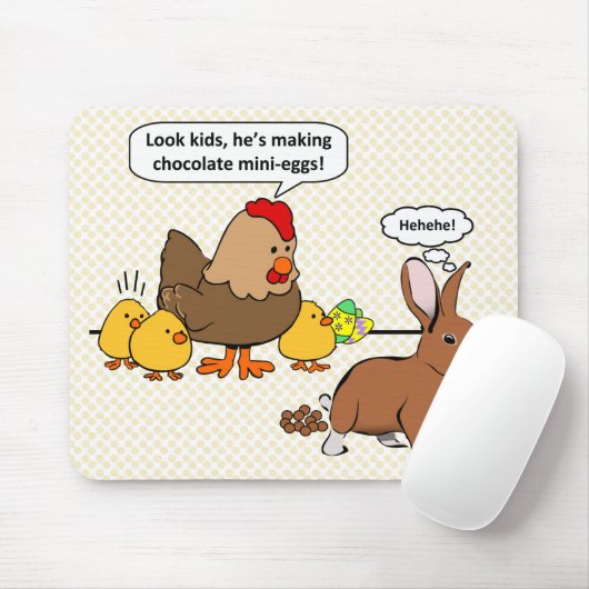 Bunny maakt chocoladepoep grappig cartoon muismat (Met muis)