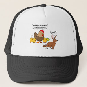 Bunny maakt chocoladepoep grappig cartoon trucker pet
