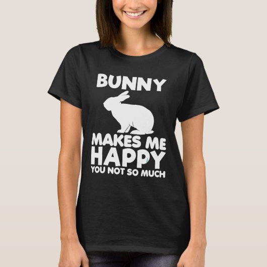 Bunny maakt me blij grappig dier konijn lover gif t-shirt (Voorkant)