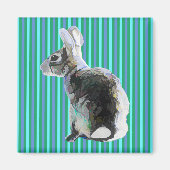 Bunny Magnet op Striped Blue Background (Voorkant)
