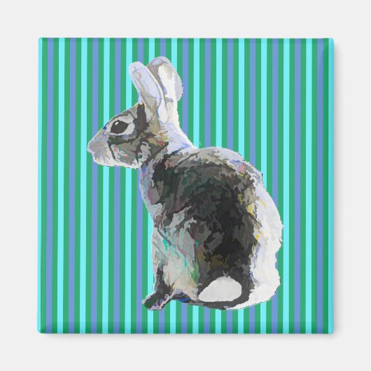 Bunny Magnet op Striped Blue Background (Voorkant)