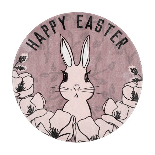 Bunny Magnolia Flower Easter Snijplank (Voorkant)