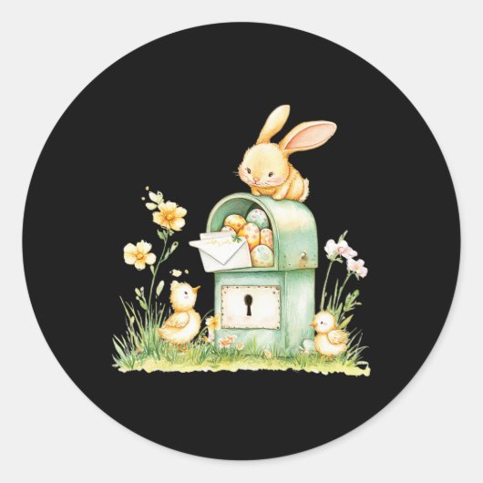 Bunny Mailbox bezorgen met eieren Ronde Sticker (Voorkant)