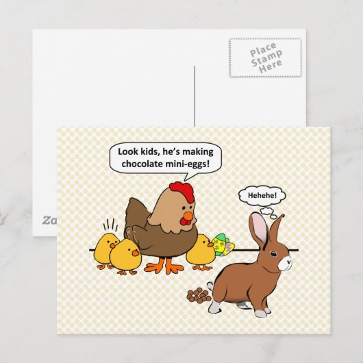 Bunny makes chocolate poop funny cartoon briefkaart (Voorkant / Achterkant)