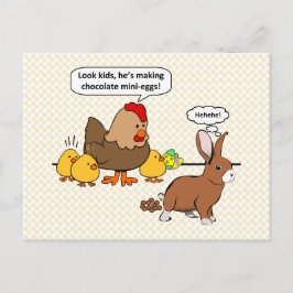 Bunny makes chocolate poop funny cartoon briefkaart