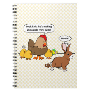 Bunny makes chocolate poop funny cartoon notitieboek