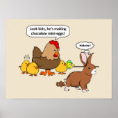 Bunny makes chocolate poop funny cartoon poster (Voorkant)