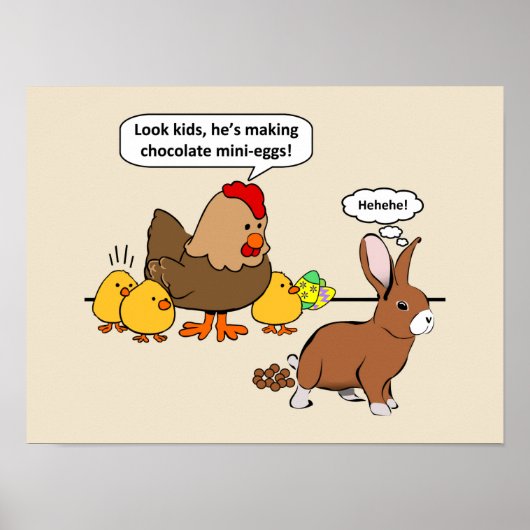 Bunny makes chocolate poop funny cartoon poster (Voorkant)