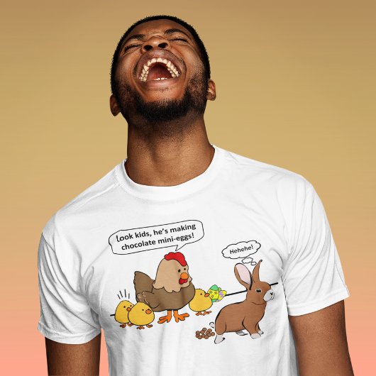 Bunny makes chocolate poop funny cartoon t-shirt