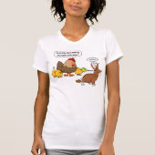 Bunny makes chocolate poop funny cartoon t-shirt (Voorkant)