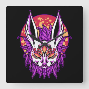 Bunny Mask Vierkante Klok