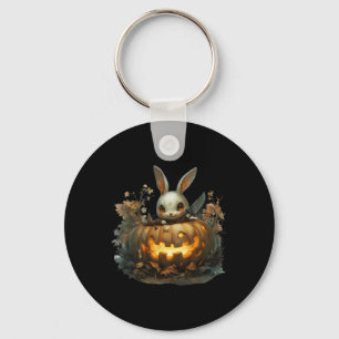 Bunny Mayhem Creepy Halloween Bunny Pumpkin Sleutelhanger