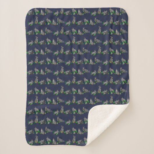 Bunny Meadow Sherpa Blanket (marine) Deken (Voorkant)
