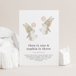 Bunny meisjes gezamenlijke verjaardag uitnodiging