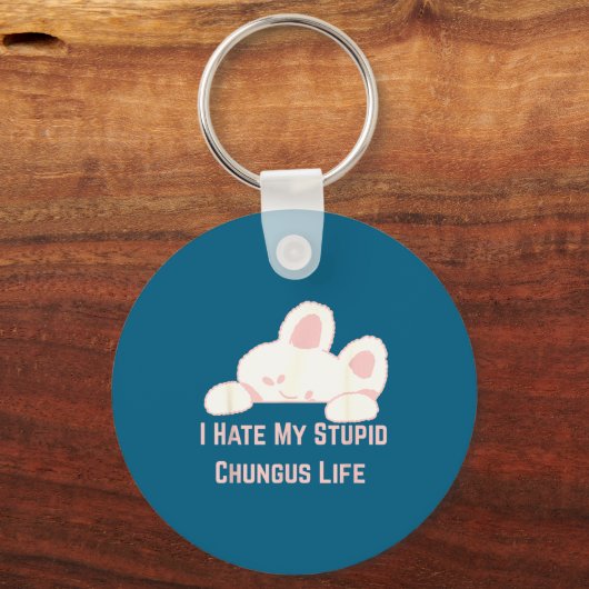Bunny Meme I Hate My Stud Chungus Life  Sleutelhanger (Voorkant)