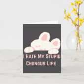Bunny Meme Ik Haat Mijn Stud Chungus Leven Kaart (Gele Bloem)