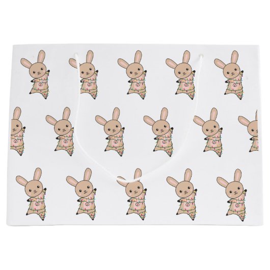 Bunny Merry Christmas Winter Animals Rabbit Groot Cadeauzakje (Voorkant)
