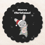Bunny Merry Christmas Winter Animals Rabbit Kartonnen Onderzetters<br><div class="desc">The rabbit for Christmas with fairy lights. Funny animals with gifts and snow to the folidays. Also funny for Christmas in July. Hasen are sweet animals and perfect for Christmas.</div>