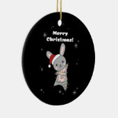 Bunny Merry Christmas Winter Animals Rabbit Keramisch Ornament (Rechts)
