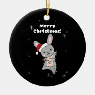 Bunny Merry Christmas Winter Animals Rabbit Keramisch Ornament