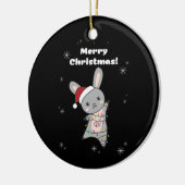 Bunny Merry Christmas Winter Animals Rabbit Keramisch Ornament (Links)