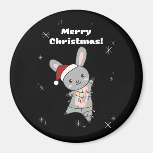 Bunny Merry Christmas Winter Animals Rabbit Magneet