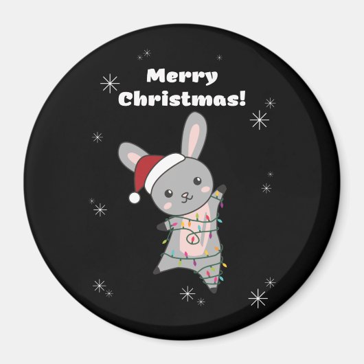 Bunny Merry Christmas Winter Animals Rabbit Magneet (Voorkant)