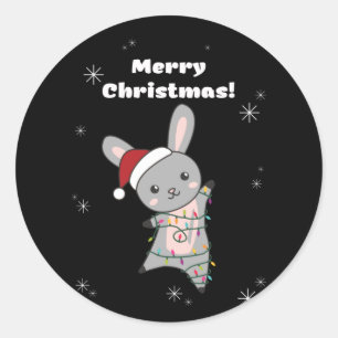 Bunny Merry Christmas Winter Animals Rabbit Ronde Sticker