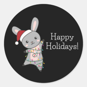 Bunny Merry Christmas Winter Animals Rabbit Ronde Sticker