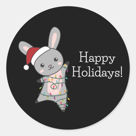 Bunny Merry Christmas Winter Animals Rabbit Ronde Sticker (Voorkant)